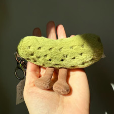 Green Sour Pickle Plush Bag Charm Keychain Jellycat NWT Cute Gift