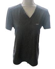 FIGS Technical Collection Women s Size Small Scrub Top Gray Pocket V Neck