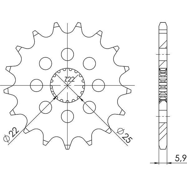 Ritzel P520 - Z14 (DIS.61201) Aprilia 125 Pegaso/Kat 89/90-image