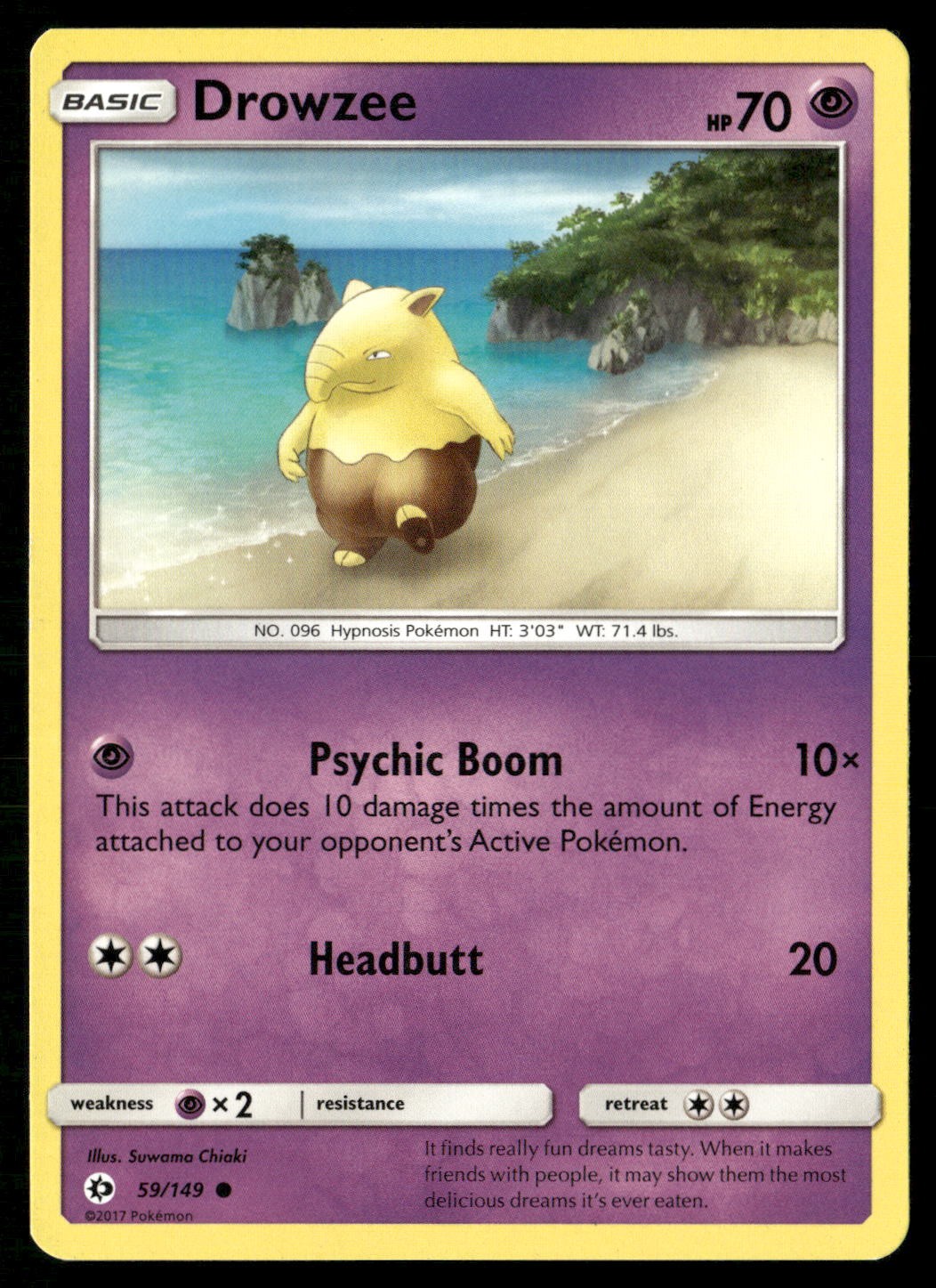 Drowzee 59/149 Common SM Base Set Pokemon Moderately Played