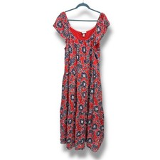 NWOT Knox Rose Red Floral Boho Tiered Midi Dress Womens Size XL Prairie Feminine