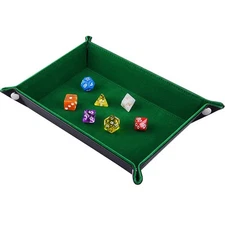 Siquk Double Sided Dice Tray Folding Rectangle Pu Leather And Dark Gre