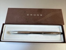 Cross Classic Ballpoint Ball Pen Chrome Black Ink New In Box 1507C vintage