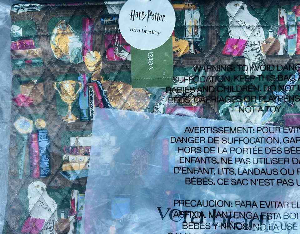 Vera Bradley 哈利波特霍格沃茨图书馆大号拉链托特包限量版全新带标签 — 第 4/4 张图片