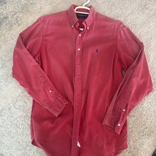 Vtg Ralph Lauren Made In USA Men  s Sz L Button Down Shirt red Oxford Pony Logo