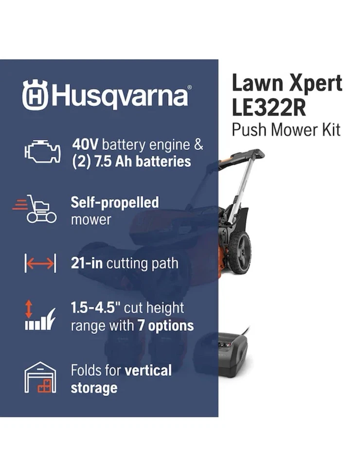Cortacésped autopropulsado Husqvarna 970607602 LE-322R Lawn Xpert 21" TOTALMENTE NUEVO Foto 2 de 4