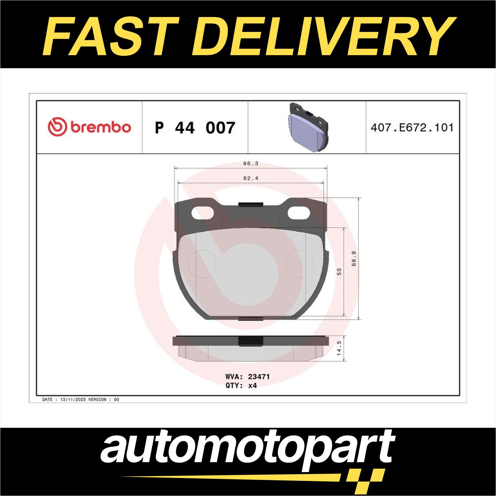 Brake Pads Set Rear P44007 Brembo SFP000160 SFP000280 STC1277 STC1601 23471 New - Image 20