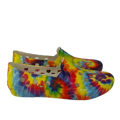 Sandali piatti Vans slip on trekking tie dye uomo taglia 11 scarpe multicolori brillanti NUOVI