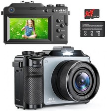 48MP 4K Digital Camera 18X Zoom Ultra HD Video Vlogging Camera for YouTube Black