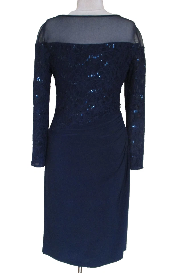 Vestido de noche Ralph Lauren talla 8 para mujer azul marino lentejuelas encaje top Foto 3 de 4