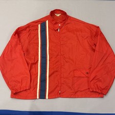 VTG 60s Swingster Racing Strip Jacket Red Lightweight Wind Breaker XL