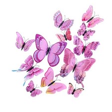 24pc 3D Butterfly Wall Decor - Removable Butterfly Decals for Girls Room Pink