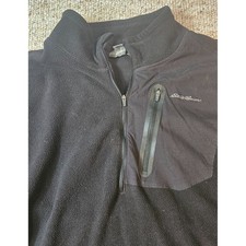 Eddie Bauer Mens Black Fleece 1/4 Zip Pullover Sweater Size XXL