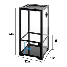 15 Gallon Reptile Tank Terrarium 12" x 12" x 24" Water-tight Front Opening Door