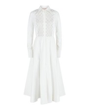 Valentino Womens Embroidered Cotton-Poplin Midi Shirt Dress