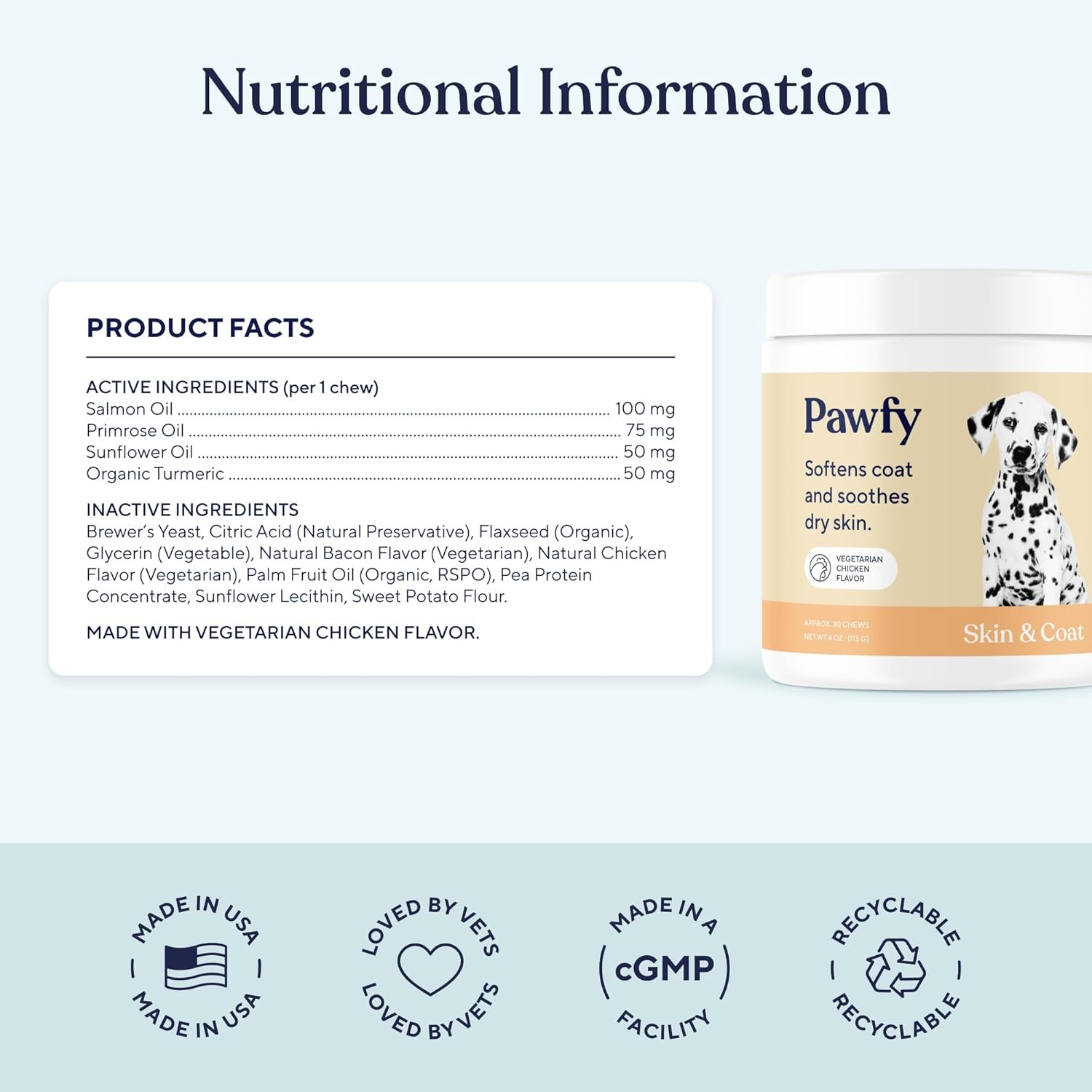 Pawfy Skin & Coat with Salmon Oil - Dog Allergy Relief Chews | Advanced Licking