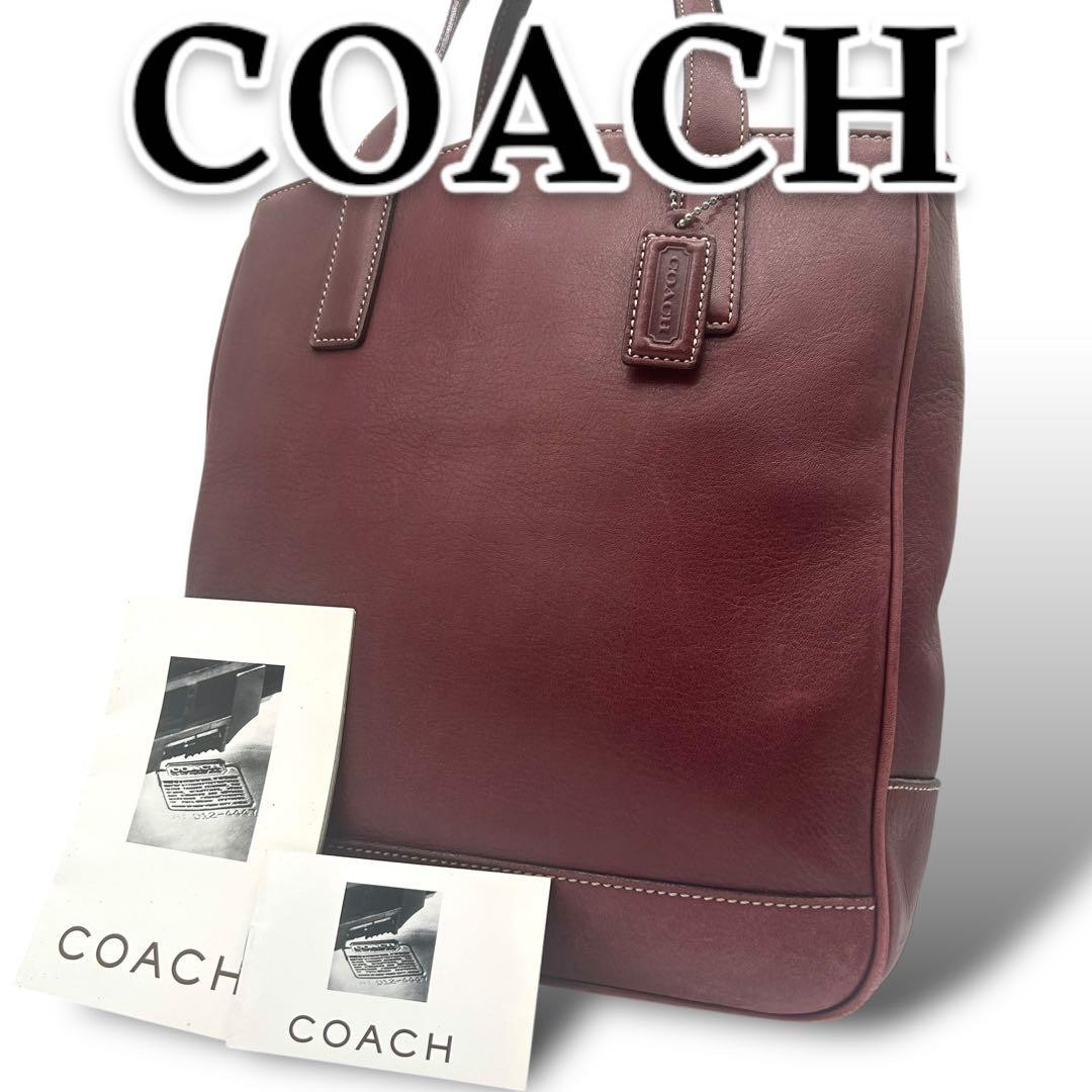 Coach Wine Red Leather Tote Bag 7787 Pre-Owned