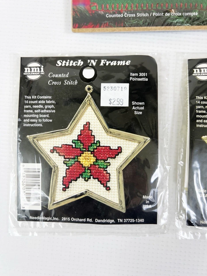 Lote de 5 kits de adornos de punto de cruz contados de Navidad muñeco de nieve oso de peluche Santa Foto 4 de 4