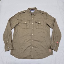 Men's MEDIUM Scotch Soda Amsterdam Button Down Shirt Long Sleeve Khaki Beige