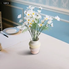 10 Pacs 8.7in White& Yellow& Green Silk Daisy Artificial Flowers For Home Decor