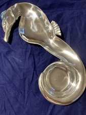 MARIPOSA Silver Seahorse Serving Tray Vintage with Tags and Velvet Pouch New