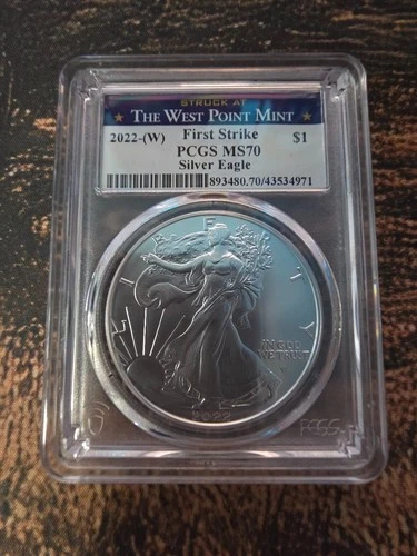2022-(W) American Silver Eagle PCGS MS70 First Strike West Point 1oz .999 Silver