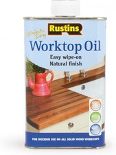 Rustins Wooden Worktop Oil Quick Dry Natural Finish Easy Wipe On Food Safe 500ml