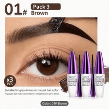 3 pack 1 Brown Waterproof Eyebrow Tattoo Gel Long-Lasting Natural Look
