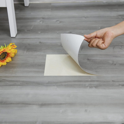 20-Pack Peel and Stick Vinyl Floor Tiles, Grey Wood Look, Waterproof