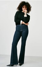 SPANX Everywear Flare Denim Jeans Women's L Raw Indigo Dark Wash Tummy Tamer