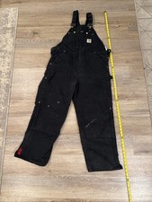 Vintage Carhartt Insulated Quilt Lined Bib Double Knee Overalls R02 BLK x 30