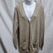Ralph Lauren Sport Boyfriend Fit Cardigan Sweater XL Merino Wool Beige READ