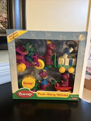 vintage 1996 NIB RARE Barney Push Along vehicles