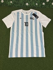 Adidas Blue & White Striped Argentina Lionel Messi #10 T-shirt Womens XL NWT SEE