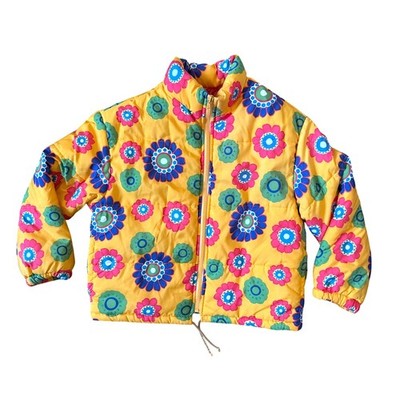 Benetton Kids Bright Flower Print Winter Parka Size Medium