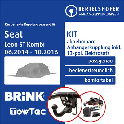 Für SEAT Leon ST Kombi Typ 5F8 06.2014-10.2016 AHK abn. +13pol sp. E-Satz TOP