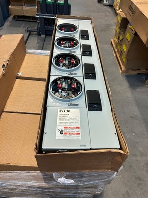 Eaton 3MM412RRLB 3PH In/1PH Out 4 Gang 125A Ringless Horn Bypass Meter Stack