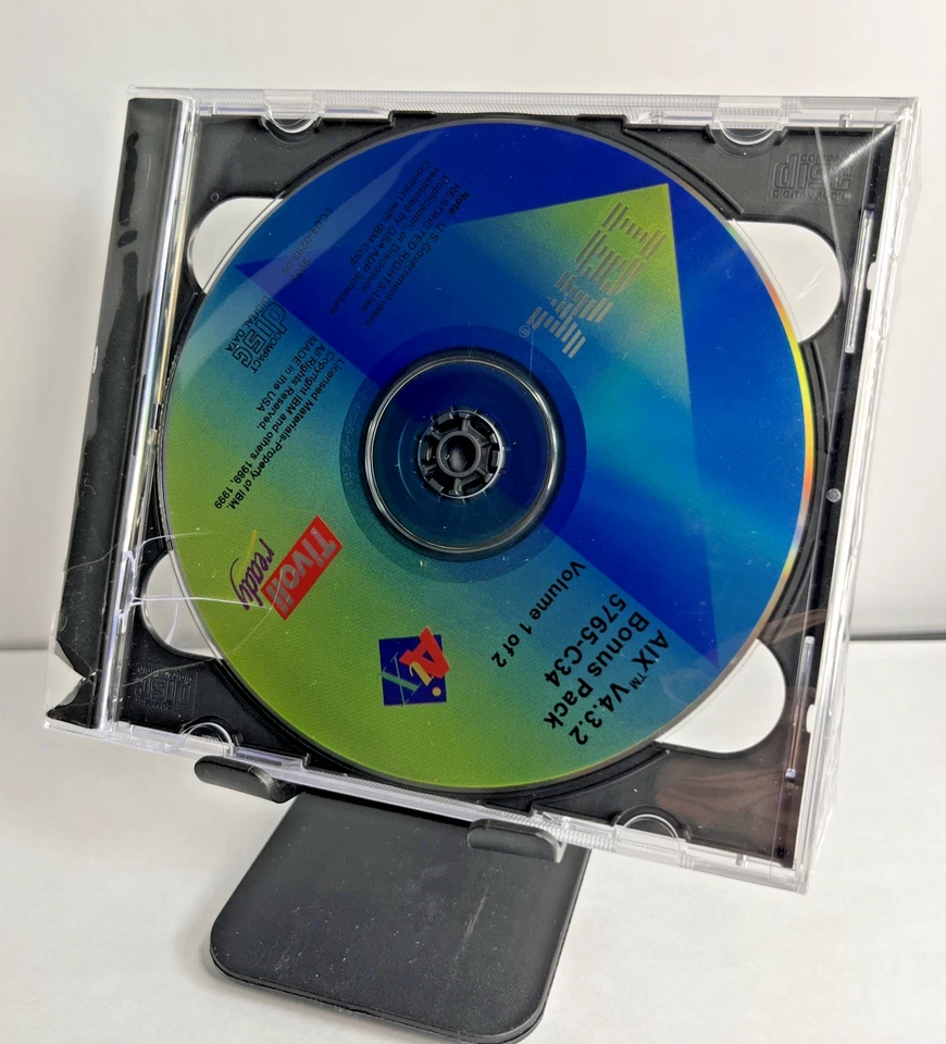 IBM AIX V4.3.2 Bonus Pack 5765-C34 • Vol 1 & 2 • Sealed Discs • Cracked Case - Image 3 of 4