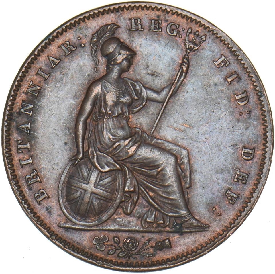 1848 Penny - Victoria British Copper Coin - Very Nice - Image 2 of 2