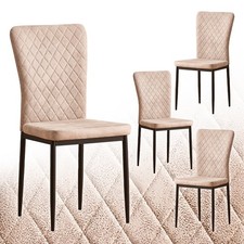 Image of Set of 4/6 Dining Chairs Padded Seat High back Metal Legs Home Furniture Kitchen