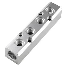4 Way Pneumatic Manifold Air Distribution Block, G1/2 Supply Port, G1/4-Inch ...