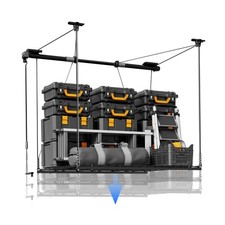 FLEXIMOUNTS Overhead Garage Storage Rack, 4x4 Ft Heavy-Duty Garage Ceiling St...