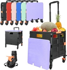 Foldable Utility Cart Portable Rolling Crate Handcart Shopping Trolley