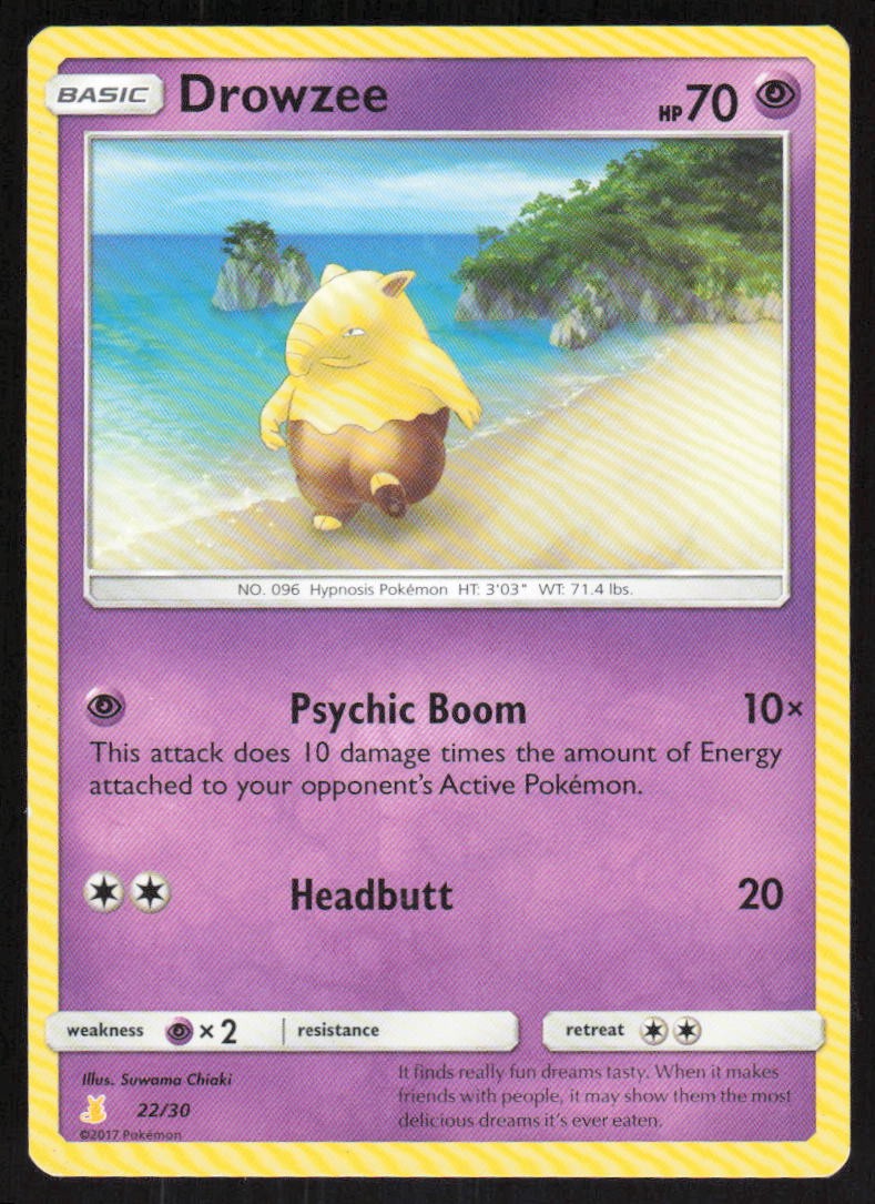 Drowzee 22/30 HP SM Trainer Kit: Lycanroc & Alolan Raichu Pokemon Card