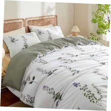 Floral Duvet Cover Size White Green Botanical Full 01 - White Floral Jfs1479