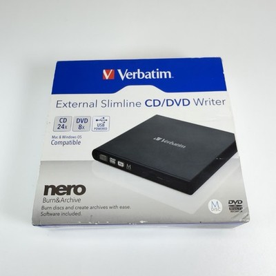 Verbatim External Slimline CD/DVD Writer Mac & Windows OS Compatible