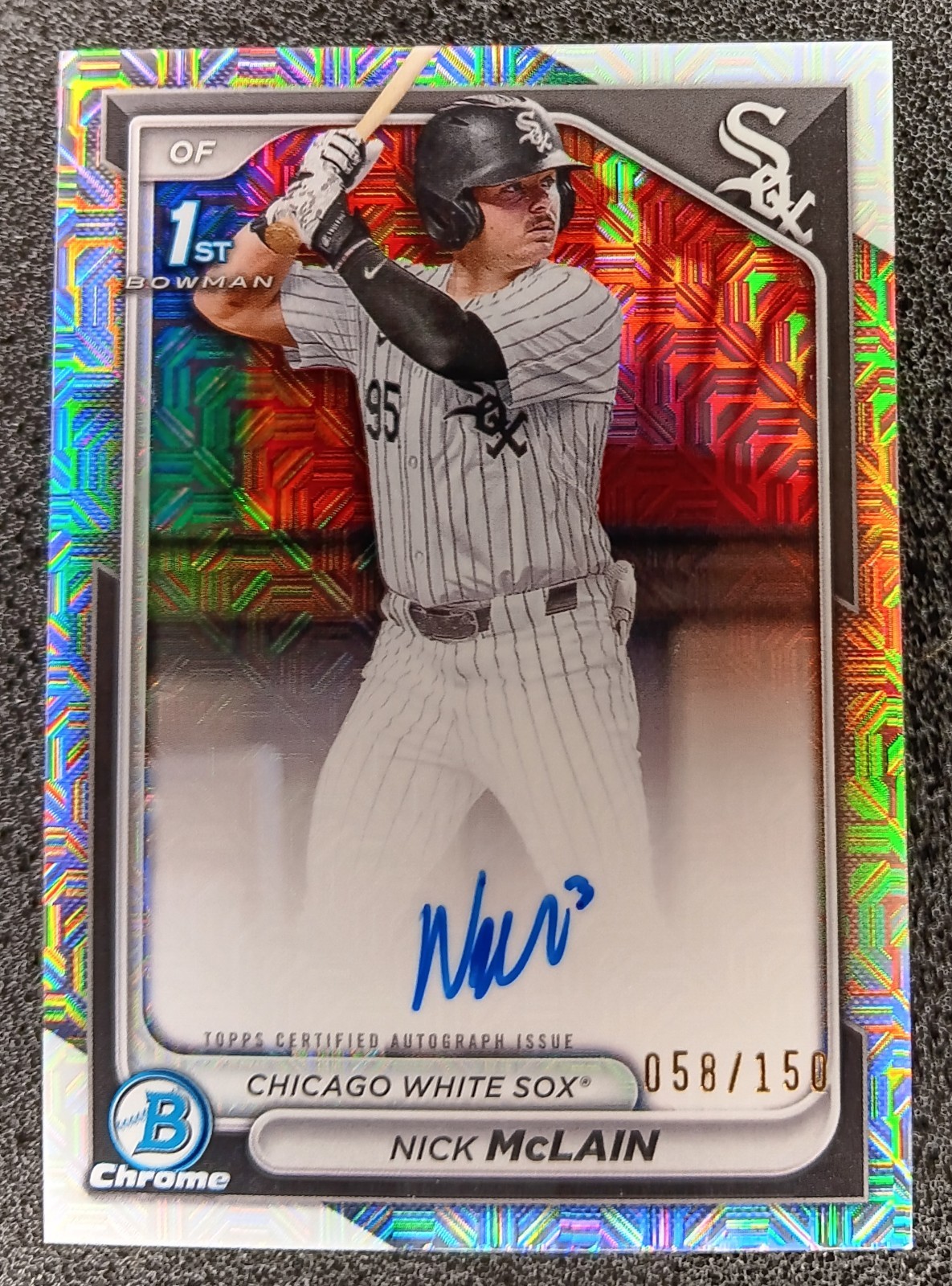 2024 Bowman Chrome Draft Nick McLain 1st HTA Mojo Refractor Auto /150 White Sox