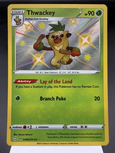 Thwackey SV005/SV122 - Shiny Holo Rare - Shining Fates Pokemon Card NM