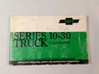 1971 Chevrolet Truck Owners Manual User Guide Operator 