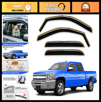 In-Channel Window Rain Guards for 2007-2013 Silverado/Sierra Crew Cab - 4pcs Dur